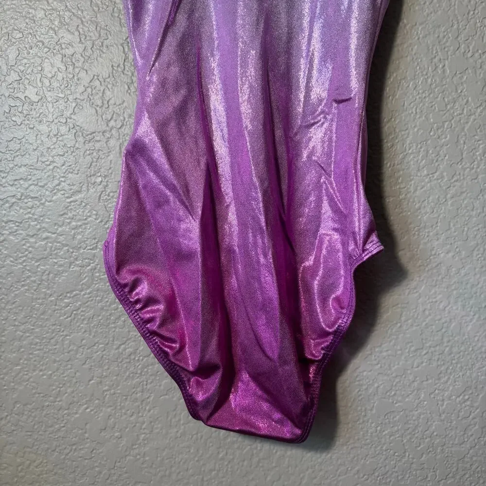 Destira Purple Pink Ombre Foil Gymnastics Leotard Size JR or Child XL